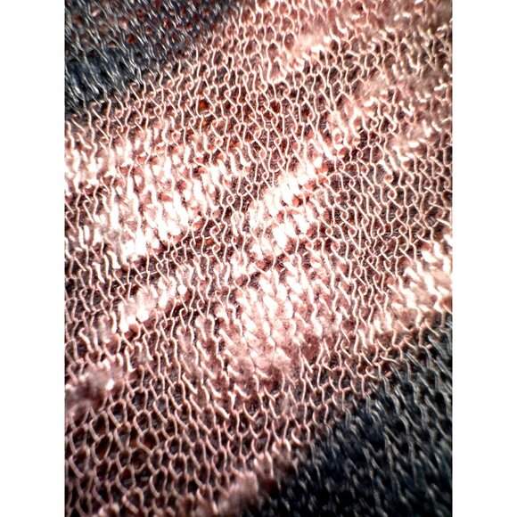 CCC Striped Lace Back Open Cardigan Roll Up Sleeves Waterfall Hem Size Medium - Picture 6 of 7